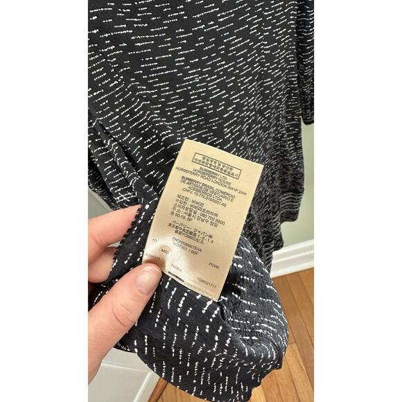 Burberry Black White Swingy Mini Dress Long Sleeve Swiss Dot Silk Small/4-6 - Picture 11 of 12